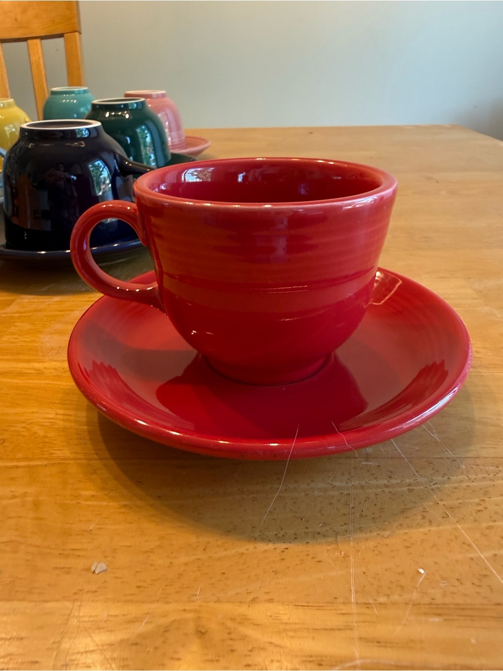 Fiesta coffee cup and saucer Scarlett’s red Vinatge by Homer Laughlin USA
